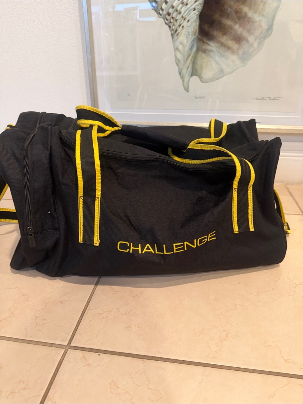Lacoste Black Duffel Bag with Yellow Accents